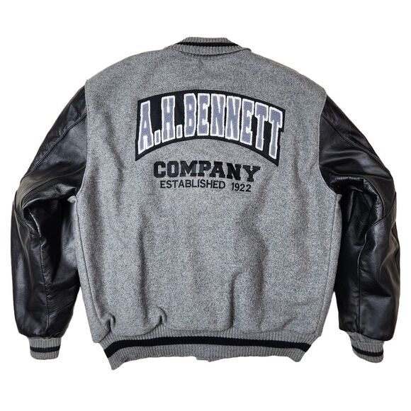 Vtg Wool‎ Varsity Bomber Jacket Mens 3X Long Leather Streetwear Sportswear Punk - Picture 1 of 14